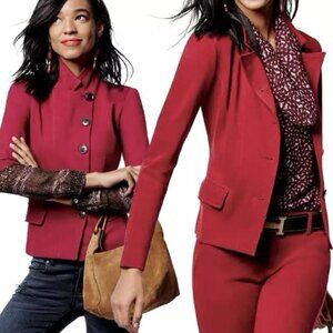 Cabi 3175 Outing Ponte Knit Blazer Jacket Rhubarb Red 6